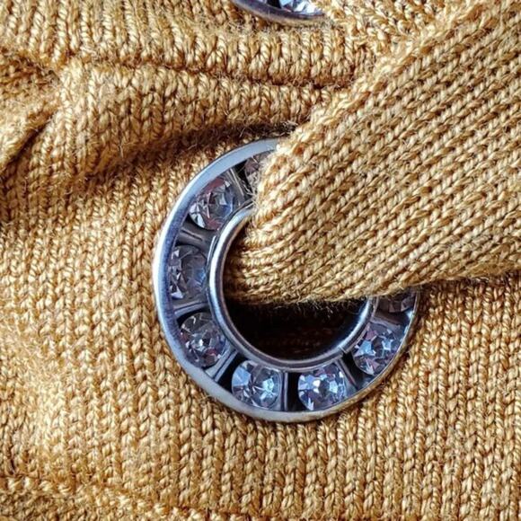 INC International Concepts Lace Up Ribbed Knit Top Yellow Petite XL Long Sleeve - Picture 7 of 9